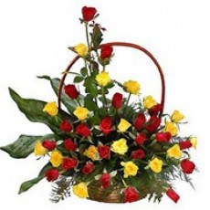 Red and Yellow Roses Basket